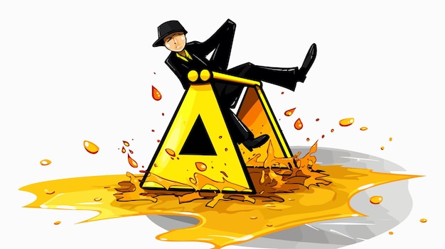 Vector caution sign warning of wet floor usage in professional settings