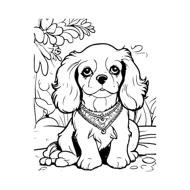 Vector cavalier king charles spectoraniels dog vector