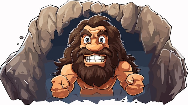 Caveman Cartoon Sticker Illustration