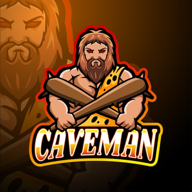 Caveman esport logo mascot design