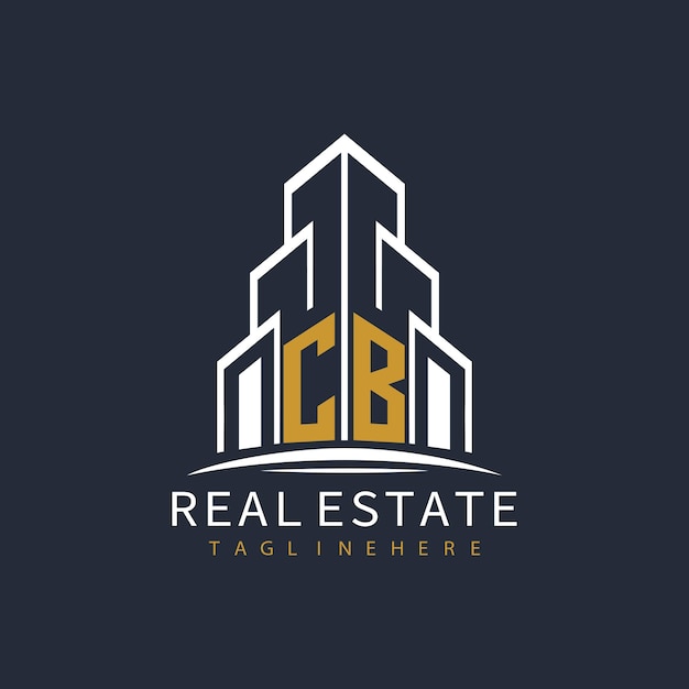 CB initial monogram logo for real estate with building shape creative design