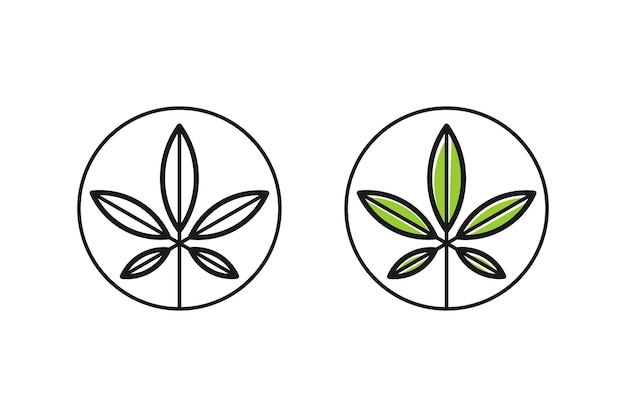 CBD Cannabis Marijuana Pot Hemp Leaf with Line Art style Logo design