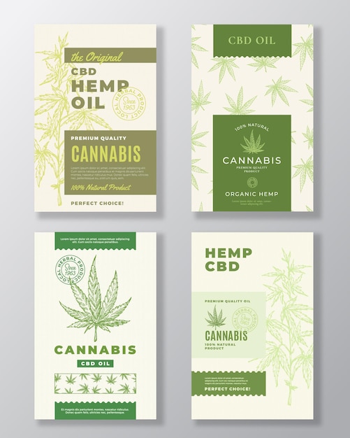 CBD Hemp Oil Abstract   Labels Bundle.