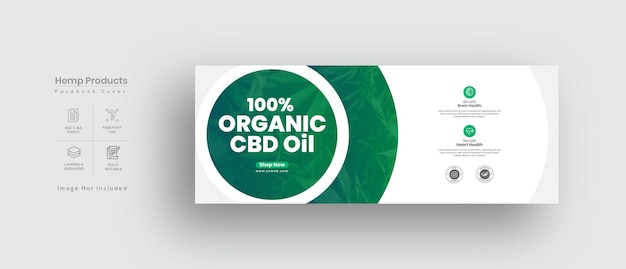 Cbd hemp oil Social Media Banner or Facebook timeline cover page template design