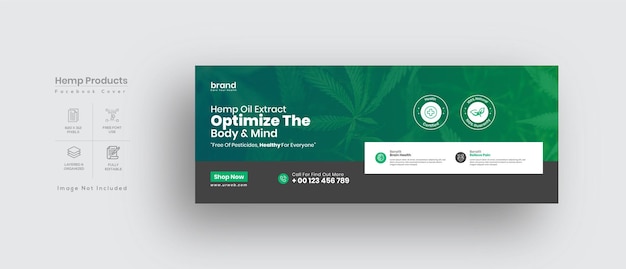 Cbd hemp oil Social Media Banner or Facebook timeline cover page template design