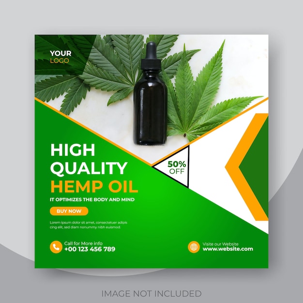 Cbd natural hemp banner social media or web banner and post instagram banner