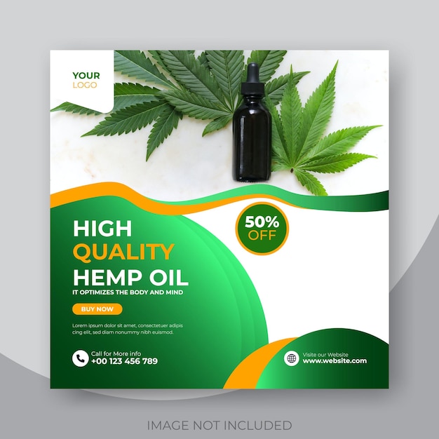 Cbd natural hemp banner social media or web banner and post instagram banner