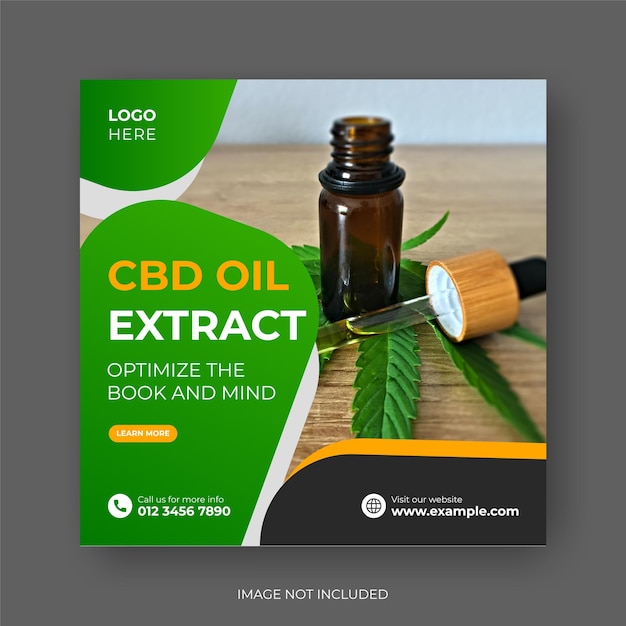 Cbd natural hemp oil square social media banner post