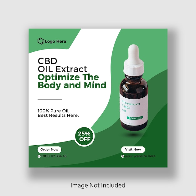 Cbd oil social media banner and Instagram post design template