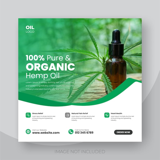 Cbd oil social media post template design for hemp products