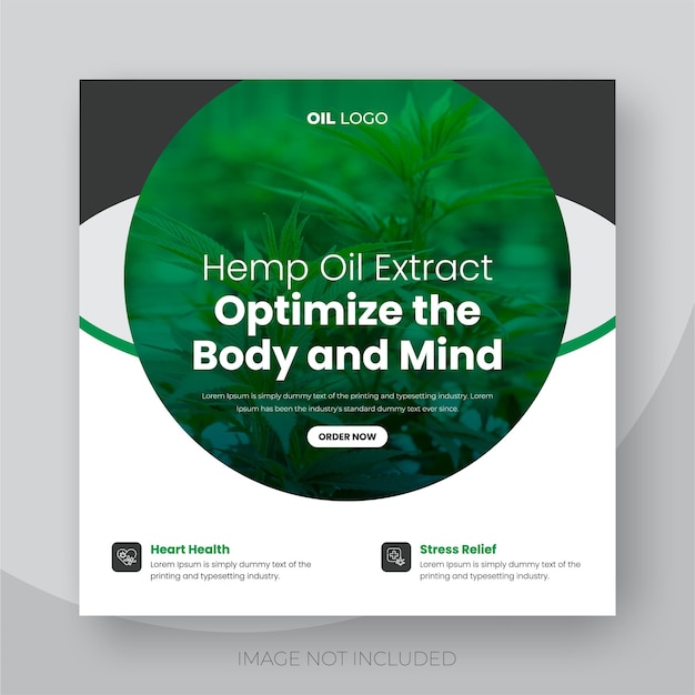 Cbd oil social media post template design for hemp products