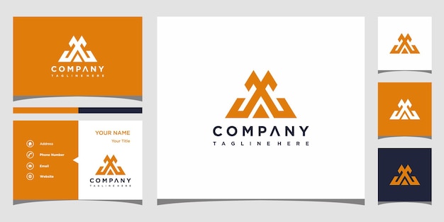 cc logo design with business card template Premium Vector