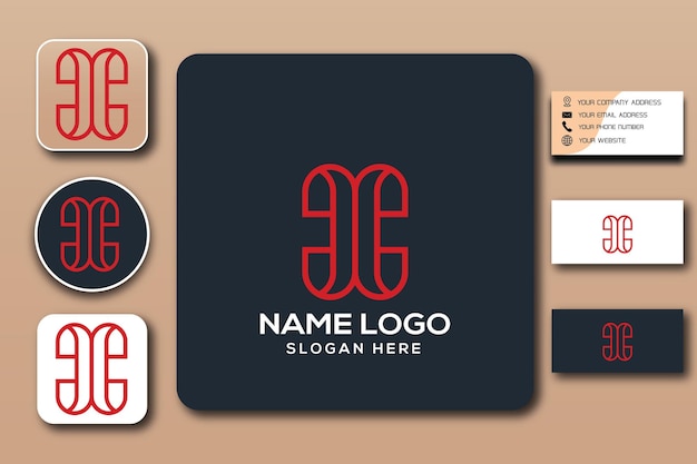 CC monogram logo template color editable