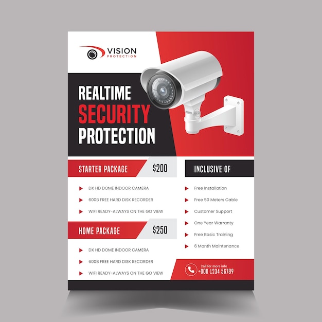 CCTV real time security protection flyer template