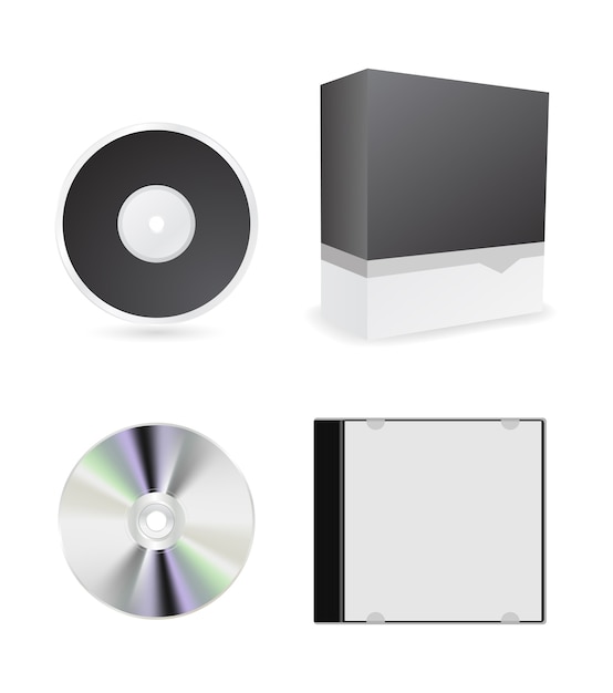 Vector cd box and case   icon set