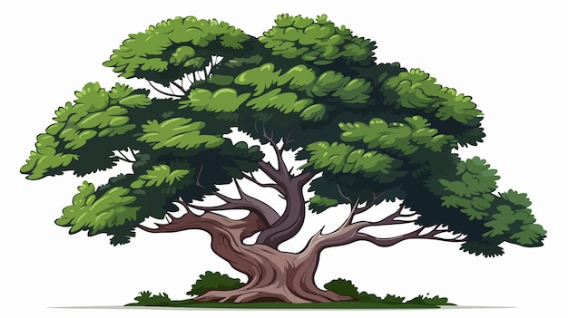 Cedar Tree Flat Vector Illustration on White Background