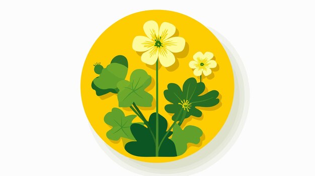 Vector celandine medicine plant yellow label design in circle