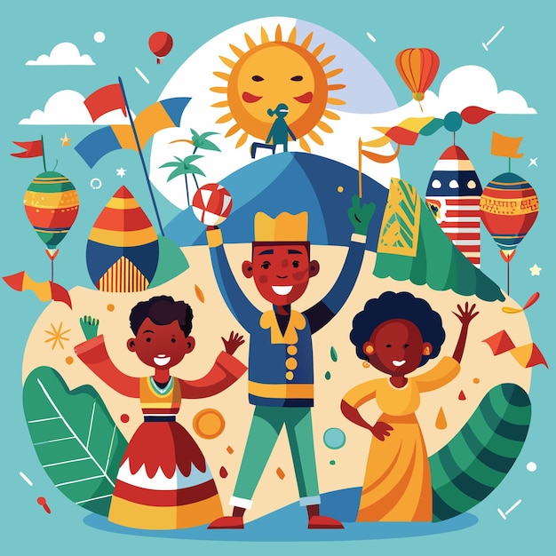 Vector celebrate culture with joyful people and festive decorations