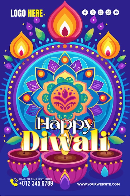 Vector celebrate diwali with background for banner wallpaper copy space poster and flyer