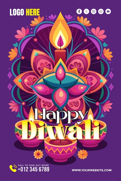 Celebrate Diwali with background for banner wallpaper copy space poster and flyer