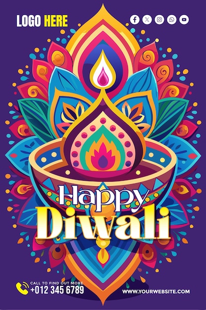 Vector celebrate diwali with background for banner wallpaper copy space poster and flyer