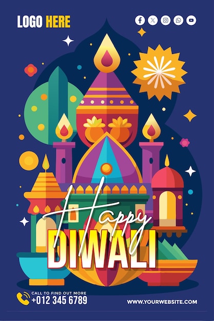 Vector celebrate diwali with background for banner wallpaper copy space poster and flyer