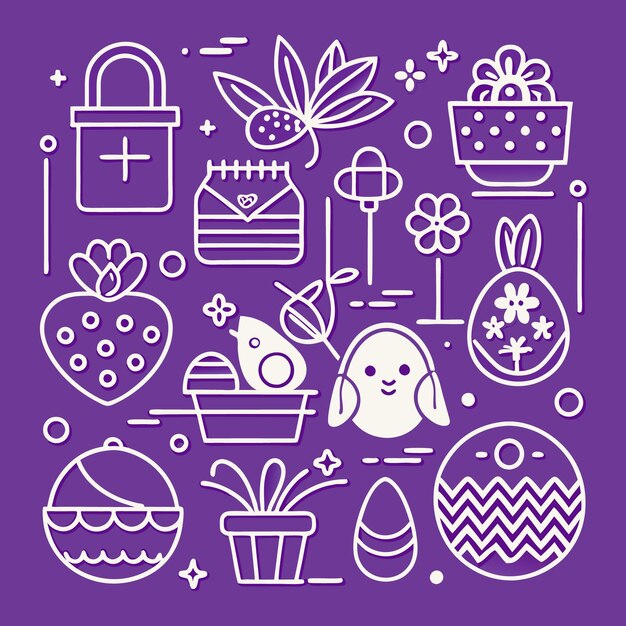 Vector celebrate easter with adorable bunny and colorful eggs delightful spring flowers and a basket of joy