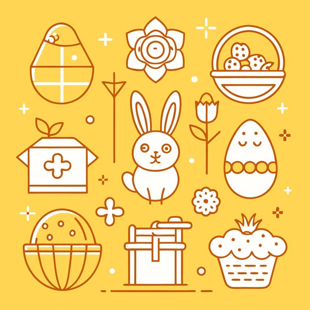 Vector celebrate easter with adorable bunny colorful eggs and festive treats