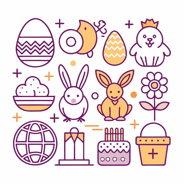 Vector celebrate easter with bunnies eggs and spring flowers