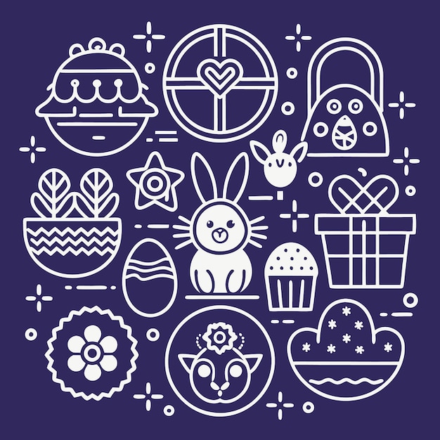 Vector celebrate easter with bunny eggs treats springtime fun