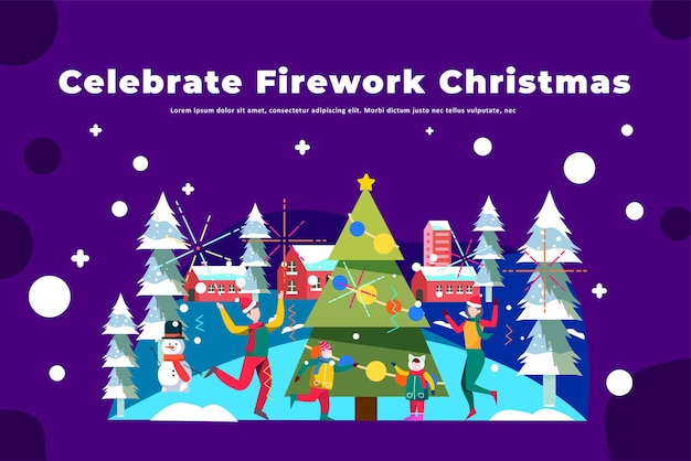 Celebrate Firework Christmas - Illustration Christmas