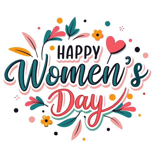 Vector celebrate happy women39s day with floral designs and heart