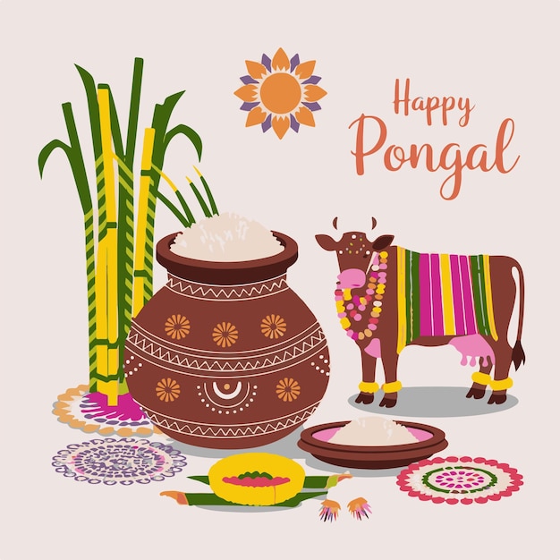 Vector celebrate the joy of pongal with bold elegance