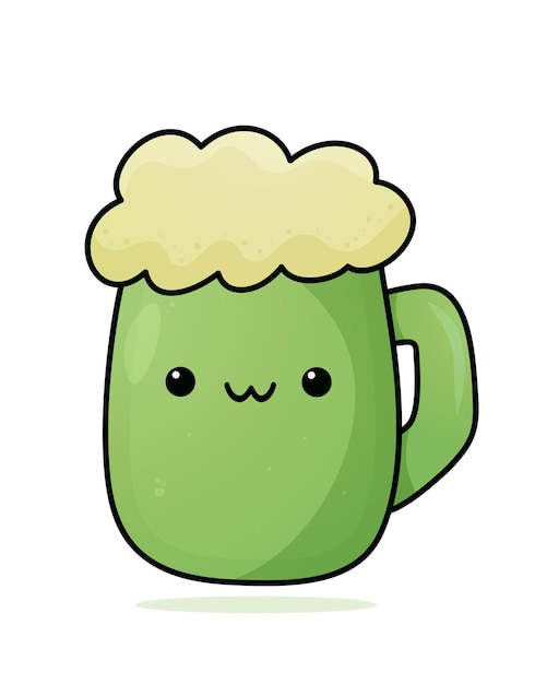 Celebrate St Patrick's Day in kawaii style Vector cute illustration Adorable beer mug