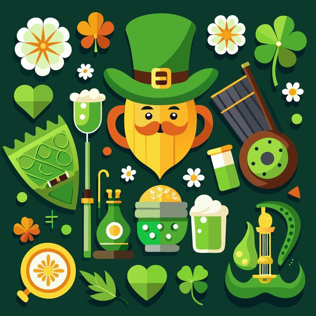 Vector celebrate st patrick39s day with fun irish traditions and symbols