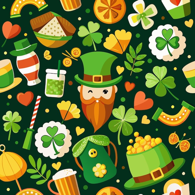 Vector celebrate st patrick39s day with leprechauns shamrocks and beer