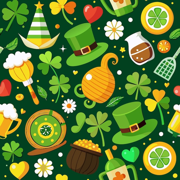 Vector celebrate st patrick39s day with shamrock beer and leprechaun hat fun