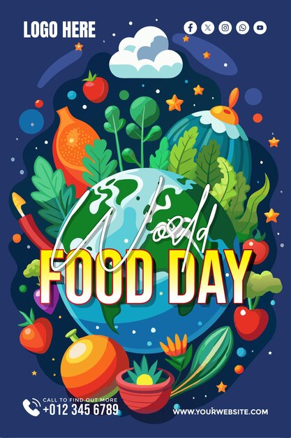 Vector celebrate world food day background for banner wallpaper copy space poster and flyer