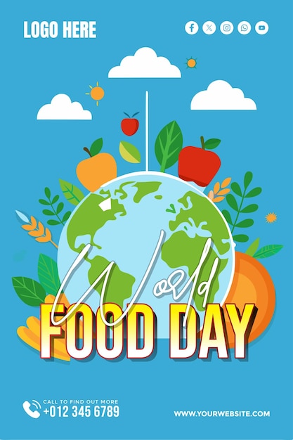 Vector celebrate world food day background for banner wallpaper copy space poster and flyer