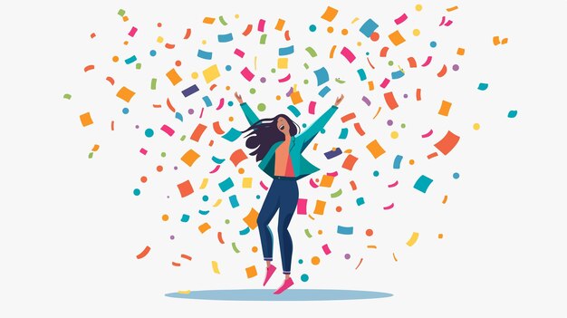 Vector celebrate your success with mixed media flat vector illustration