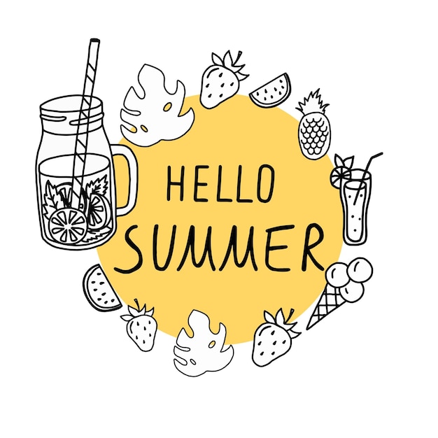 Celebrating the Arrival of Summer With a Fun Doodle of Seasonal Treats and Elements