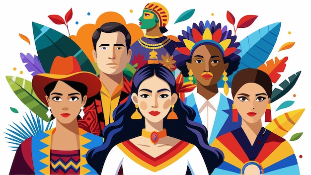 Vector celebrating hispanic beauty and fashion icons print vector illustration design