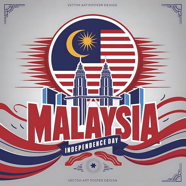 Celebrating Malaysia Independence Day Poster Vector Illustration