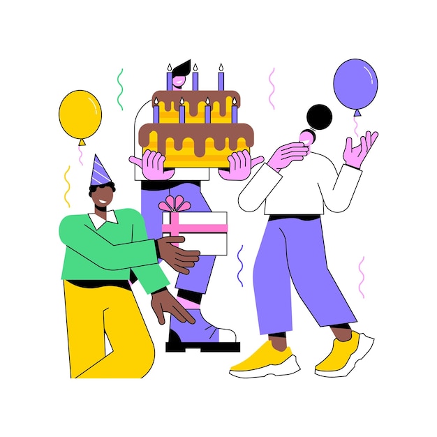 Celebrating with friends isolated cartoon vector illustrations