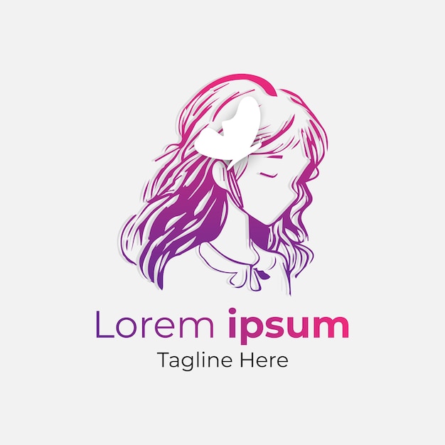 Celebrating Women's Day with a Graceful Pink Gradient Girl Logo