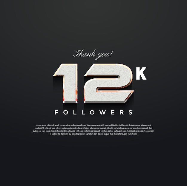 celebration 12k followers vector with 2d big numbers