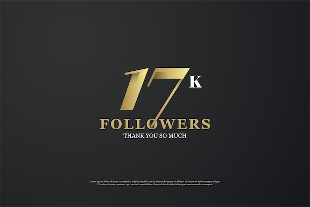 celebration of 17k followers with flat gold numbers.