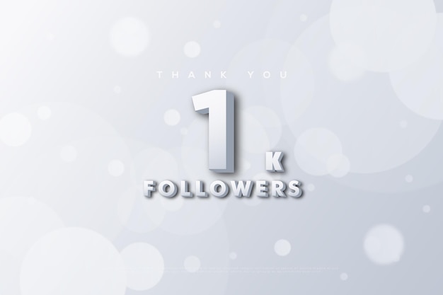 celebration of 1k followers with white coloring.