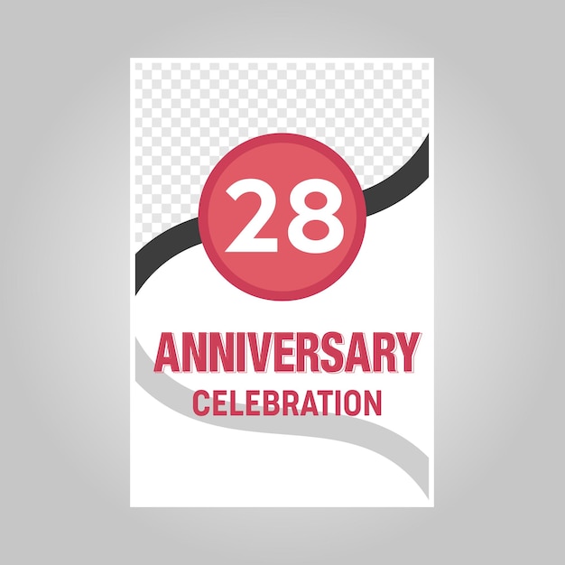 Vector celebration of 28th years anniversary vector invitation card template .