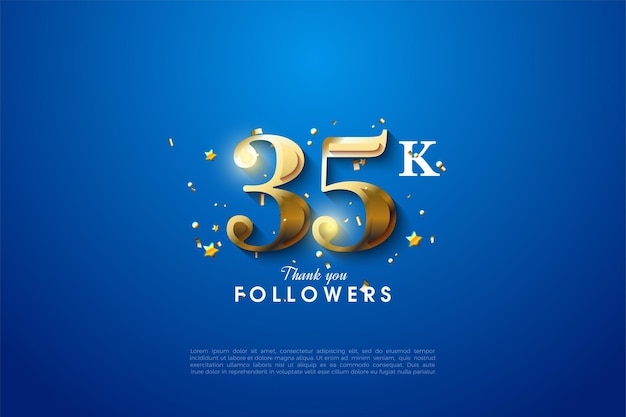 celebration of 35k followers with fancy figures.